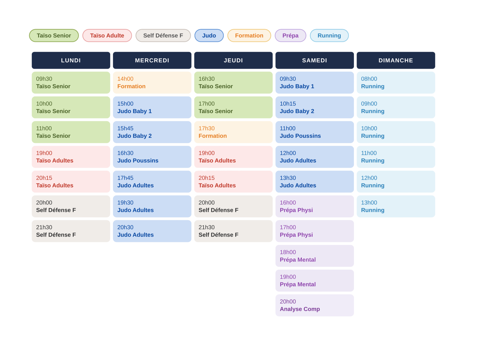 Tableau Horaires 2025/2026