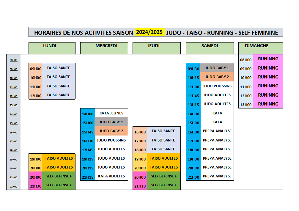 Horaires 2024 2025